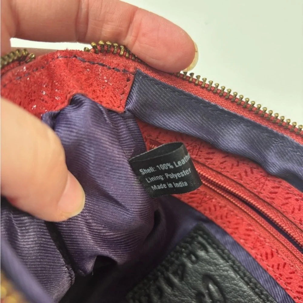 Sharif‎ chain strap red leather mini bag clutch